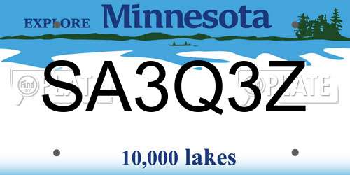 SA3Q3Z Minnesota License Plate