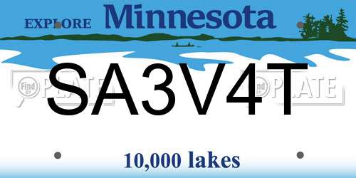 SA3V4T Minnesota License Plate