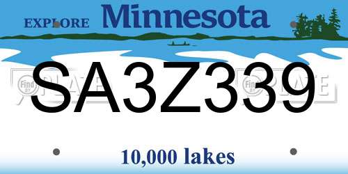 SA3Z339 Minnesota License Plate