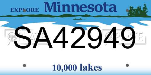 SA42949 Minnesota License Plate