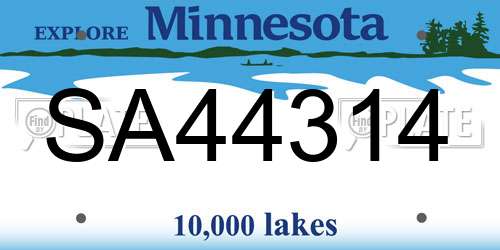 SA44314 Minnesota License Plate