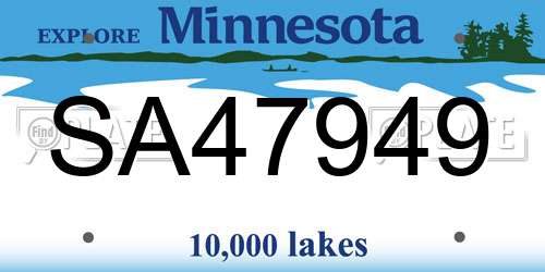 SA47949 Minnesota License Plate