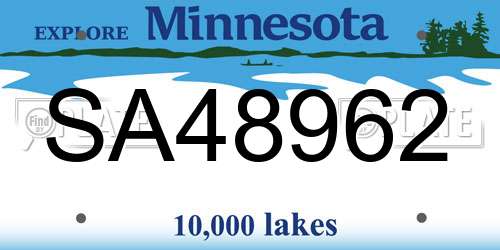 SA48962 Minnesota License Plate