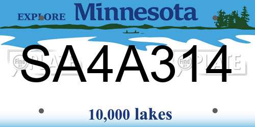 SA4A314 Minnesota License Plate