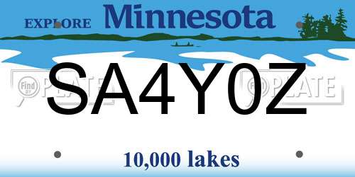 SA4Y0Z Minnesota License Plate