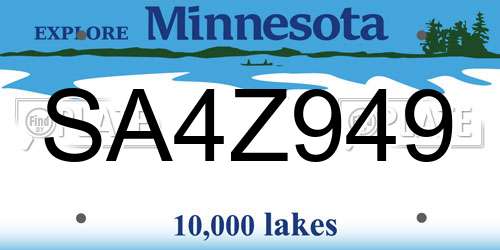SA4Z949 Minnesota License Plate