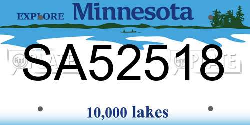 SA52518 Minnesota License Plate