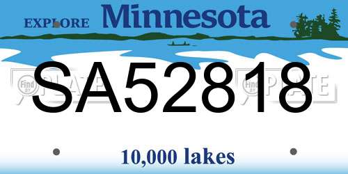 SA52818 Minnesota License Plate