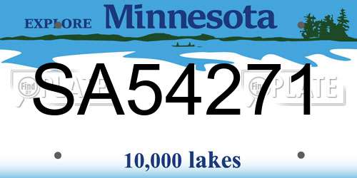 SA54271 Minnesota License Plate