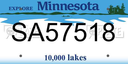 SA57518 Minnesota License Plate