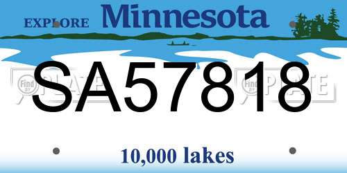 SA57818 Minnesota License Plate