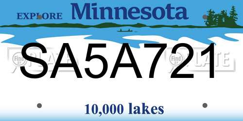 SA5A721 Minnesota License Plate