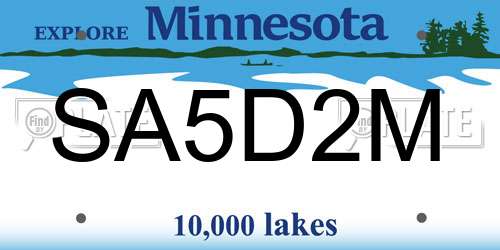 SA5D2M Minnesota License Plate