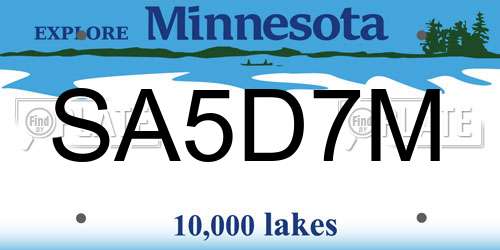 SA5D7M Minnesota License Plate
