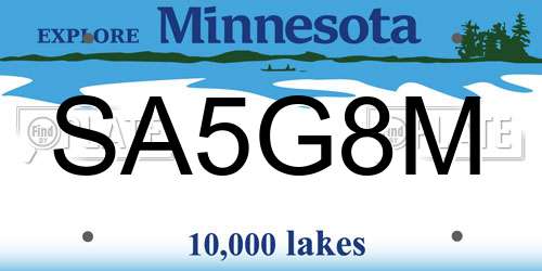 SA5G8M Minnesota License Plate