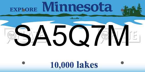 SA5Q7M Minnesota License Plate