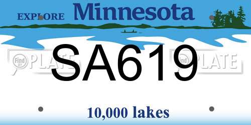 SA619 Minnesota License Plate