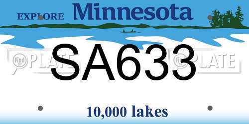 SA633 Minnesota License Plate