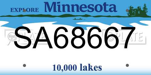 SA68667 Minnesota License Plate