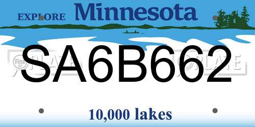 SA6B662 Minnesota License Plate