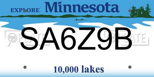 SA6Z9B Minnesota License Plate