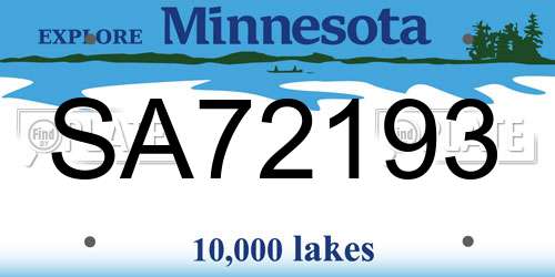 SA72193 Minnesota License Plate