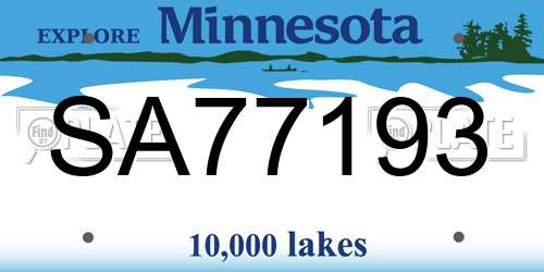 SA77193 Minnesota License Plate