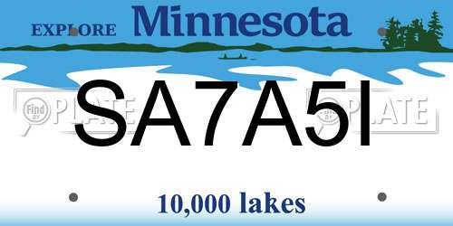 SA7A5I Minnesota License Plate