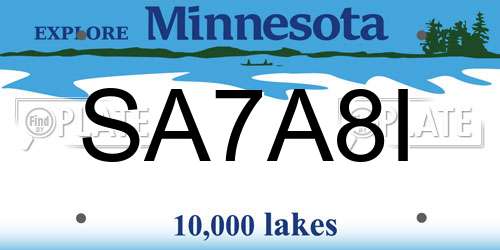SA7A8I Minnesota License Plate