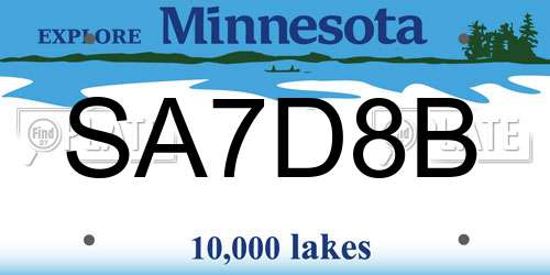 SA7D8B Minnesota License Plate