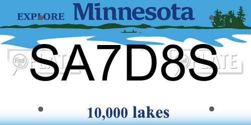 SA7D8S Minnesota License Plate