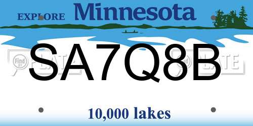 SA7Q8B Minnesota License Plate