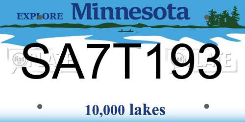 SA7T193 Minnesota License Plate