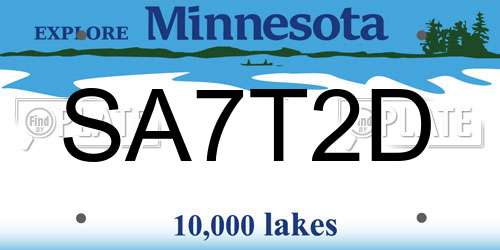 SA7T2D Minnesota License Plate