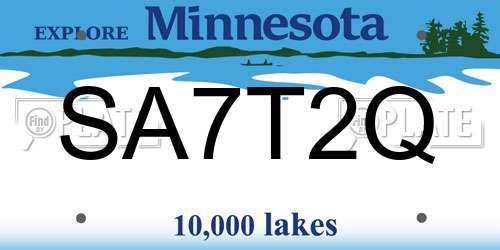 SA7T2Q Minnesota License Plate