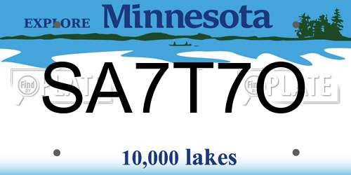 SA7T7O Minnesota License Plate