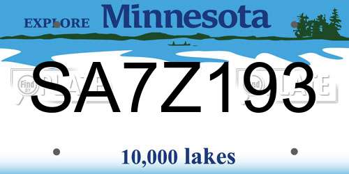 SA7Z193 Minnesota License Plate