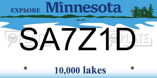 SA7Z1D Minnesota License Plate
