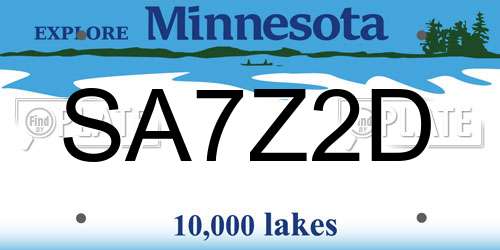 SA7Z2D Minnesota License Plate