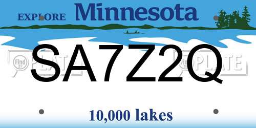SA7Z2Q Minnesota License Plate