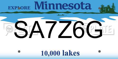 SA7Z6G Minnesota License Plate