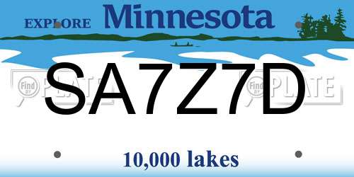 SA7Z7D Minnesota License Plate