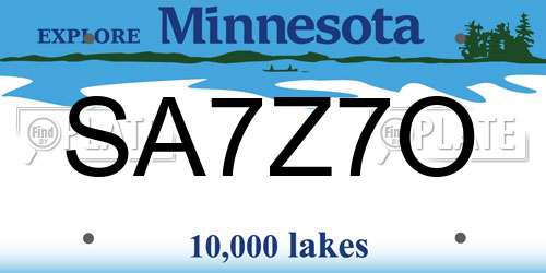 SA7Z7O Minnesota License Plate