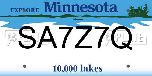 SA7Z7Q Minnesota License Plate