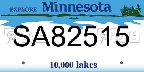 SA82515 Minnesota License Plate