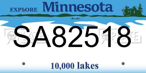SA82518 Minnesota License Plate