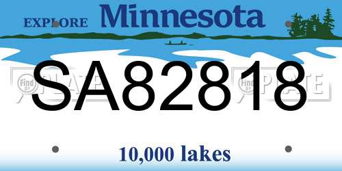 SA82818 Minnesota License Plate