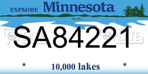 SA84221 Minnesota License Plate