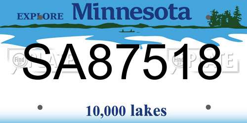 SA87518 Minnesota License Plate