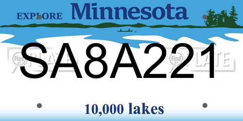 SA8A221 Minnesota License Plate